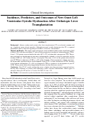 Cover page: Incidence, Predictors, and Outcomes of New-Onset Left Ventricular Systolic Dysfunction After Orthotopic Liver Transplantation.