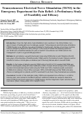 Cover page: Transcutaneous Electrical Nerve Stimulation (TENS) in the ED for Pain Relief: A Preliminary Study of Feasibility and Efficacy