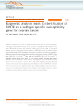 Cover page: Epigenetic analysis leads to identification of HNF1B as a subtype-specific susceptibility gene for ovarian cancer