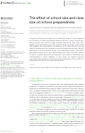 Cover page: The effect of school size and class size on school preparedness.