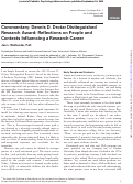 Cover page: Commentary: Dennis D. Drotar Distinguished Research Award: Reflections on People and Contexts Influencing a Research Career