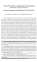 Cover page: CREATING WISE CLASSROOMS TO EMPOWER DIVERSE LAW STUDENTS: Lessons in Pedagogy from Transformative Law Professors