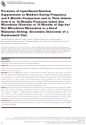 Cover page: Provision of Lipid-Based Nutrient Supplements to Mothers During Pregnancy and 6 Months Postpartum and to Their Infants from 6 to 18 Months Promotes Infant Gut Microbiota Diversity at 18 Months of Age but Not Microbiota Maturation in a Rural Malawian Setting: Secondary Outcomes of a Randomized Trial