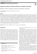 Cover page: Experience matters for robotic assistance: an analysis of case data