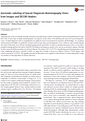 Cover page: Automatic Labeling of Special Diagnostic Mammography Views from Images and DICOM Headers