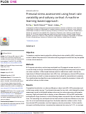 Cover page: Prenatal stress assessment using heart rate variability and salivary cortisol: A machine learning-based approach