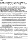 Cover page: SQANTI: extensive characterization of long-read transcript sequences for quality control in full-length transcriptome identification and quantification.