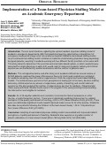 Cover page: Implementation of a Team-based Physician Staffing Model at an Academic Emergency Department