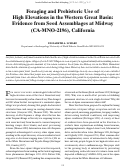 Cover page: Foraging and Prehistoric Use of High Elevations in the Western Great Basin: Evidence from Seed Assemblages at Midway (CA-MNO-2196), California