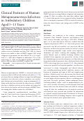 Cover page: Clinical Features of Human Metapneumovirus Infection in Ambulatory Children Aged 5–13 Years