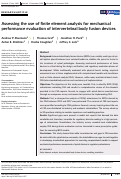 Cover page: Assessing the use of finite element analysis for mechanical performance evaluation of intervertebral body fusion devices