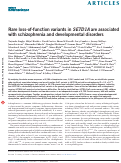 Cover page: Rare loss-of-function variants in SETD1A are associated with schizophrenia and developmental disorders