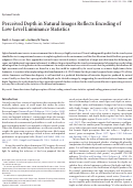 Cover page: Perceived Depth in Natural Images Reflects Encoding of Low-Level Luminance Statistics