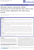 Cover page: Myostatin genetic inactivation inhibits myogenesis by muscle derived stem cells in vitro but not when implanted in the mdx mouse muscle