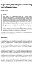 Cover page: Neighborhood, City, or Region: Deconstructing Scale in Planning Frames