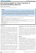Cover page: Early Warning Signals for Critical Transitions: A Generalized Modeling Approach