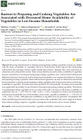 Cover page: Barriers to Preparing and Cooking Vegetables Are Associated with Decreased Home Availability of Vegetables in Low-Income Households.