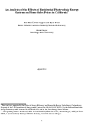 Cover page: An Analysis of the Effects of Photovoltaic Energy Systems on Residential Selling Prices in
California.