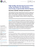 Cover page: High-quality ultrastructural preservation using cryofixation for 3D electron microscopy of genetically labeled tissues