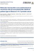 Cover page: Molecular risk classifier score and biochemical recurrence risk are associated with cribriform pattern type in Gleason 3+4=7 prostate cancer