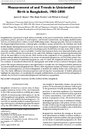 Cover page: Measurement of and Trends in Unintended Birth in Bangladesh, 1983-2000