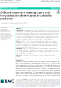 Cover page: G4Boost: a machine learning-based tool for quadruplex identification and stability prediction