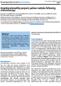 Cover page: Angiokeratoma-like purpuric palmar nodules following chemotherapy