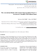 Cover page: The conventional limits of the marine biogeographical Sector 4, for the new Checklist of the Italian Fauna