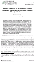 Cover page: Designing a Dictionary for an Endangered Language Community: Lexicographical Deliberations, Language Ideological Clarifications