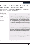 Cover page: Role definition is key—Rapid qualitative ethnography findings from a team‐based primary care transformation