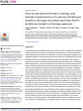 Cover page: Environmental enrichment, training, and habitat characteristics of common bottlenose dolphins (Tursiops truncatus) and Indo-Pacific bottlenose dolphins (Tursiops aduncus)