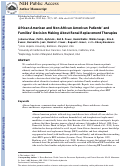 Cover page: African American and Non-African American Patients’ and Families’ Decision Making About Renal Replacement Therapies