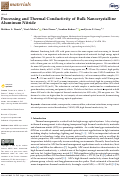 Cover page: Processing and Thermal Conductivity of Bulk Nanocrystalline Aluminum Nitride