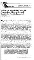 Cover page: What Is the Relationship Between Content-Based Instruction and English for Specific Purposes?