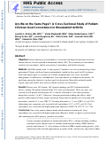 Cover page: Are We on the Same Page? A Cross-Sectional Study of Patient-Clinician Goal Concordance in Rheumatoid Arthritis.