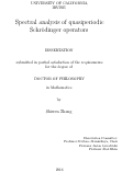 Cover page: Spectral analysis of quasiperiodic Schrödinger operators