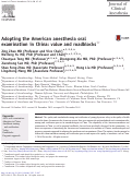 Cover page: Adopting the American anesthesia oral examination in China: value and roadblocks