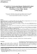 Cover page: A Toolkit for Community-Based, Medicaid-Funded Case Managers to Introduce Advance Care Planning to Frail, Older Adults: A Pilot Study.