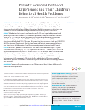 Cover page: Parents' Adverse Childhood Experiences and Their Children's Behavioral Health Problems.