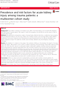 Cover page: Prevalence and risk factors for acute kidney injury among trauma patients: a multicenter cohort study