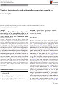 Cover page: Nutrient limitation of eco-physiological processes in tropical trees