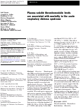 Cover page: Plasma soluble thrombomodulin levels are associated with mortality in the acute respiratory distress syndrome