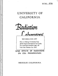 Cover page: SOME EFFECTS OF RADIATIONS ON CELL PROLIFERATION