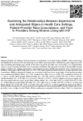 Cover page: Examining the Relationships Between Experienced and Anticipated Stigma in Health Care Settings, Patient–Provider Race Concordance, and Trust in Providers Among Women Living with HIV