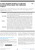 Cover page: Is There Hospital Variation in Long-Term Incisional Hernia Repair after Abdominal Surgery?