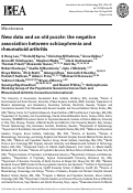 Cover page: New data and an old puzzle: the negative association between schizophrenia and rheumatoid arthritis