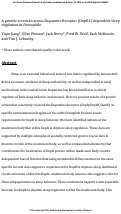 Cover page: A Genetic Screen To Assess Dopamine Receptor (DopR1) Dependent Sleep Regulation in Drosophila