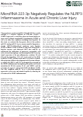 Cover page: MicroRNA 223 3p Negatively Regulates the NLRP3 Inflammasome in Acute and Chronic Liver Injury