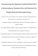 Cover page: Characterizing the Quantum-Confined Stark Effect in Semiconductor Quantum Dots and Nanorods for Single-Molecule Electrophysiology