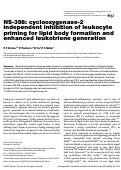 Cover page: NS-398: cyclooxygenase-2 independent inhibition of leukocyte priming for lipid body formation and enhanced leukotriene generation